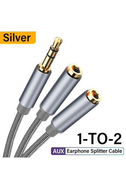 22cm White Headphone Splitter Cable 3.5mm Male to 2 Female Jack 3.5mm Extension Cable AUX Adapter fo