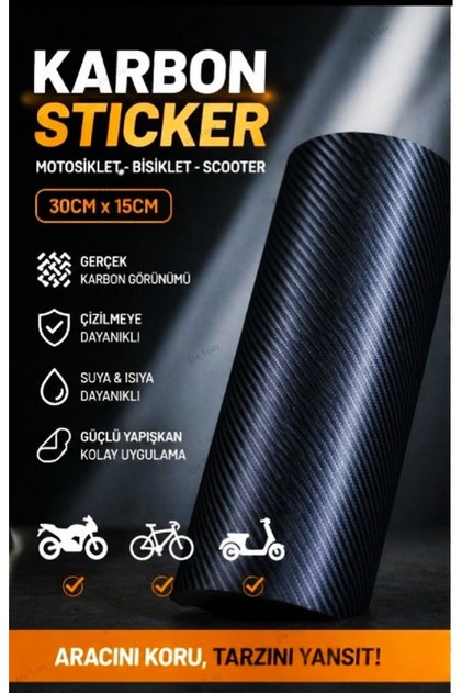 Karbon Sticker Karbon Kaplama Yapışkanlı Bisiklet Sticker Motor Sticker Karbon 30cm-15cm