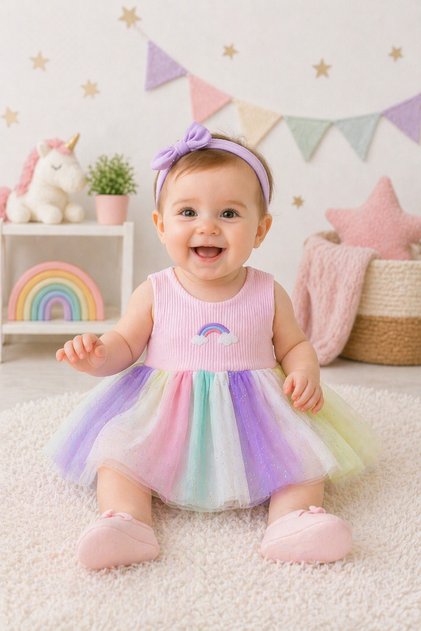 Rainbow Tulle Summer Baby Girl Dress