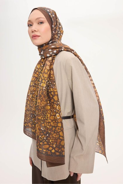Tencel Monare Shawl Brown Stone Pattern 75X195