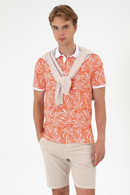 Orange Men's Regular Fit Polo T-Shirt Dmk.Wars