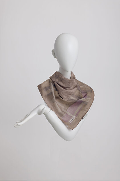 Nil Stripe Patterned Double-Sided Scarf - Dark Beige