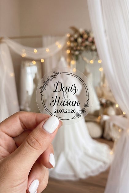 100 Pieces of Transparent Wedding, Engagement, Henna, Promise, Circumcision, Gift Package Labels - Model 3
