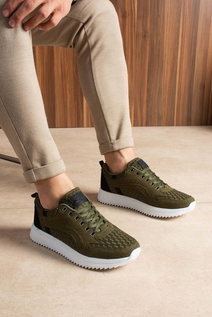 Khaki knitwear men's sneaker