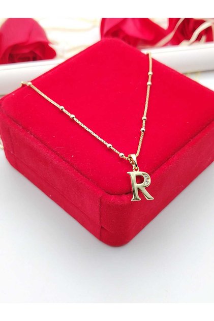 Lant " Initiala R" placat cu aur 14K