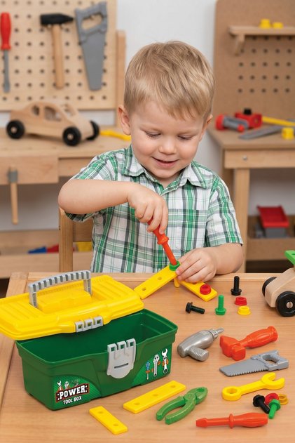 Power Tool Box 12 Parça Eğitici Oyuncak Tamir Çantası Seti 3+ Yaş