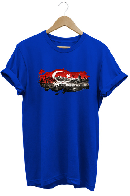 Turkey Black Wolf and Crescent Star Printed National Motif Special Design T-Shirt
