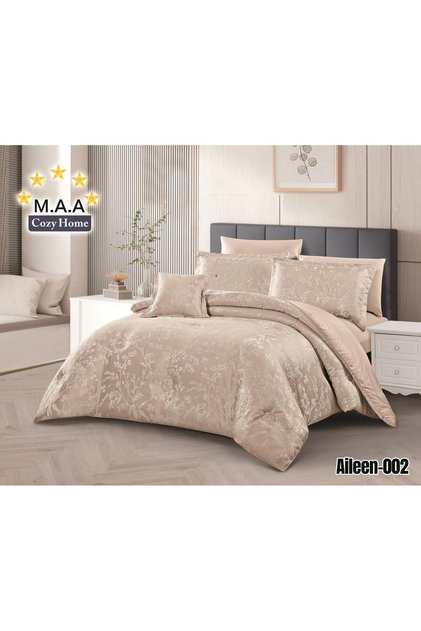 Double Bedspread Jacquard Patterned Sakura 240*260 - 7 Piece Set - Nefirn Jacquard Duvet Cover Set