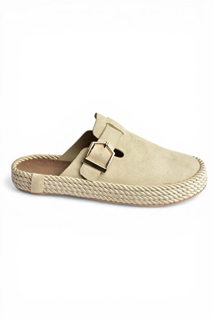 Fox Shoes Y596148502 Bej Süet Önü Kapalı Sabo Terlik - Fiyatı