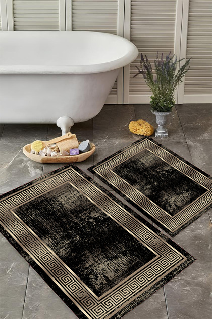 Washable Non-Slip Based 2-Piece Bath Mat Set Stylish Design Bath Mat