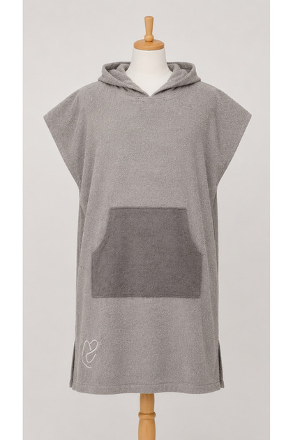 Adult Hooded Towel Poncho Stone Gray Smoked Beach Poncho with Pockets-Defoludur