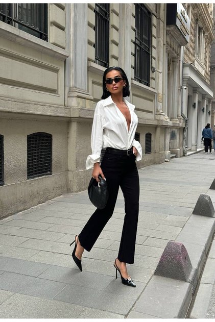 Mini flare sökök kesik paça siyah blac jean