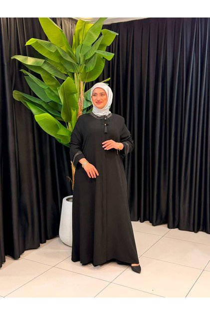 Battal Ferace with Pearl Collar and Sleeves