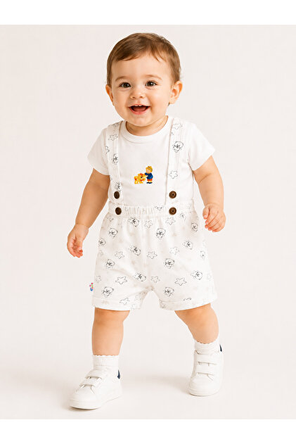 Unisex Baby Two-Piece T-Shirt and Overalls Set of 2 Bebeek 1-3 Years Old 100% Cotton Baby Overalls