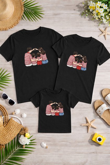 Mother Father Child Combination T-Shirt Cotton Oversize Family Combination T-Shirt (Products Sold Individually)