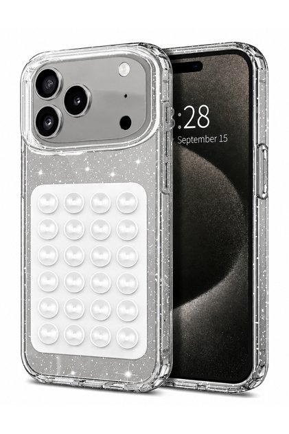 Compatible with iPhone 17 Pro Max / 18 Pro Max - Silvery Hard Non-Yellowing Transparent Case, Phone Grip Vacuum and Slim Cover