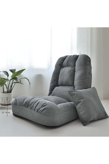 أريكة أرضية، 5 وضعيات استلقاء، قابلة للطي، دعم للظهر، مسند ذراع، معدنية، تصميم عصري، رمادي، للقراءة، الألعاب، النوم قصيرًا