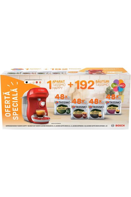 Комплект от 12 кутии с капсули Tassimo Jacobs + кафемашина Style Red