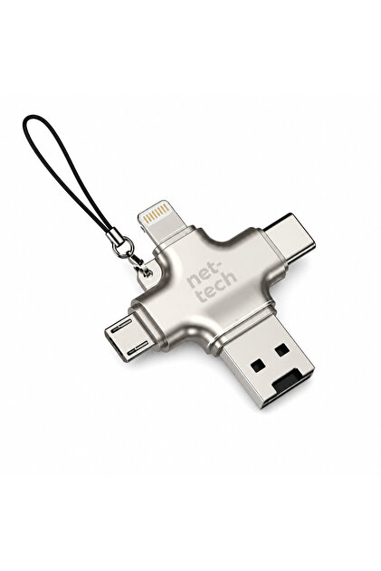 Çoklu Adaptör Usb Çoklayıcı Flash Bellek Telefona Bağlama Veri Aktarım Adaptörü 4 İN 1 iPhone Samsung Uyumlu Çoklu Dönüştürücü USB Type-C Lightning USB OTG Adaptör Çevirici