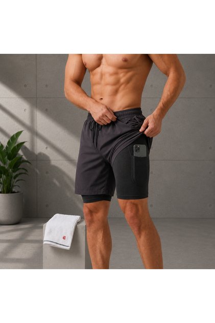 Men's Parachute Fabric Quick-Dry Training-Court-Fitness Short Tights Shorts