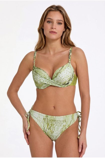 Kadın Double Push-Up Yeşil Desenli Bikini Takımı C5T2N032841