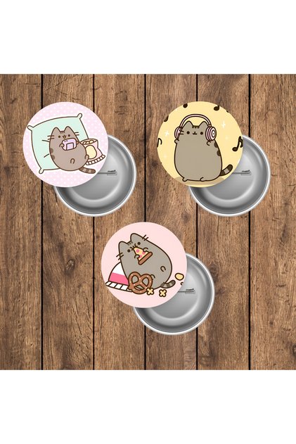 Pusheen Cat Anime Buton Rozet Seti (44 mm)