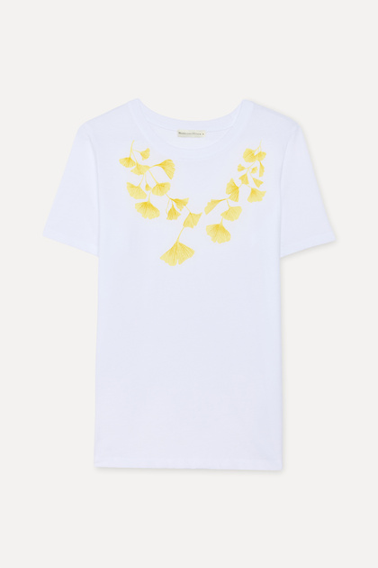 Women's White Printed Crew Neck T-Shirt