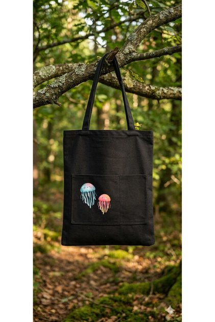 Black Cloth Bag with Pockets