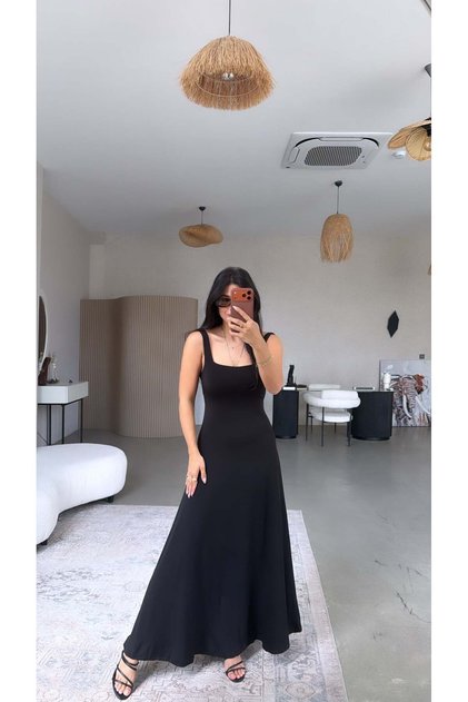 Black Polyamide Long Dress
