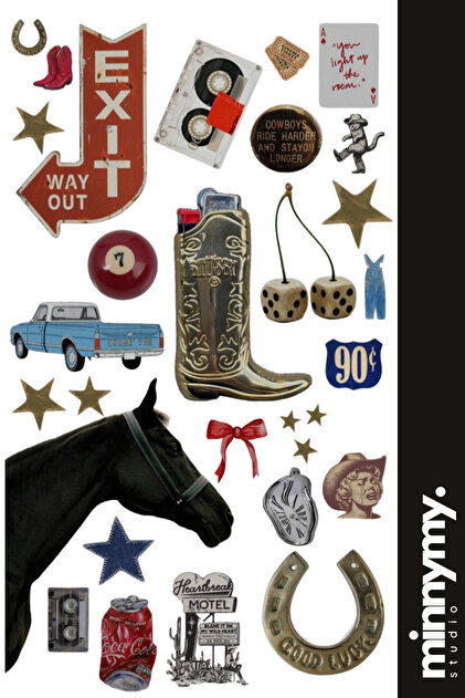 Cowgirl Collection Sticker, Çıkartma, Ajanda, Günlük, Planlayıcı, Bullet Journal , Scrapbook