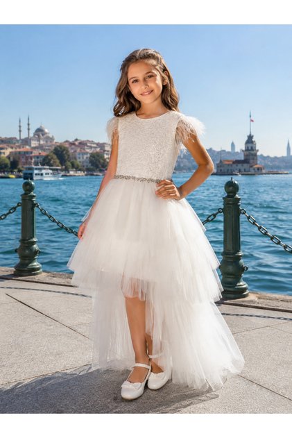 Detachable Train Girls' Evening Dress, Wedding & Wedding Ceremony, Graduation, Birthday Dress