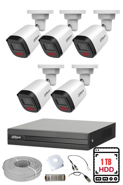 5 Kameralı 2MP Full HD Güvenlik Kamera Seti 1 TB HDD Dahil