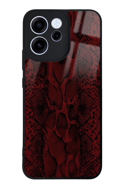 Oppo Reno 15F Red Leather Design Glossy Phone Case