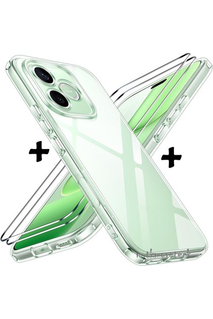 Honor 600 Lite Compatible Case with Camera Protection, Soft Transparent Silicone + Screen Protector Glass Set
