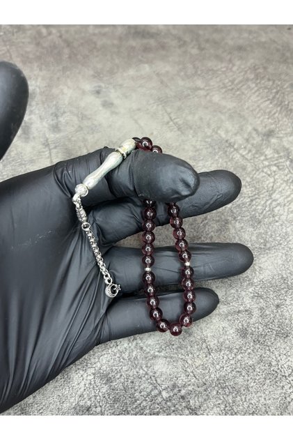 سوار من الخرز الزجاجي بحجم المعصم من الحجر الطبيعي المدخن