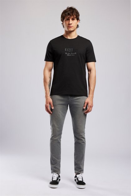 Tricou negru pentru bărbați, cu croială normală, cu imprimeu logo 262 LCM 242012 DESAVY BLACK