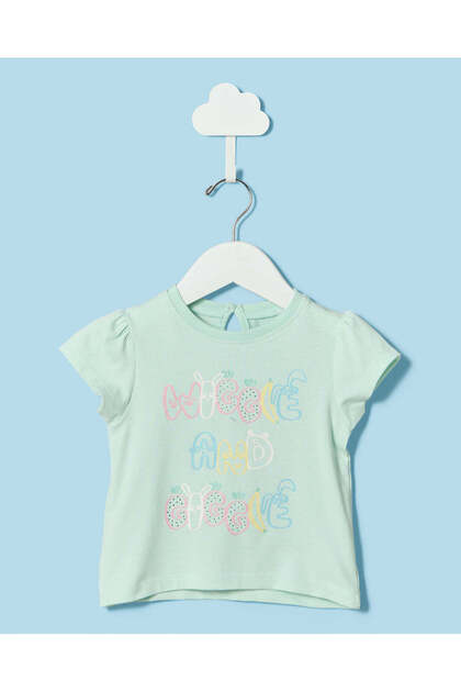 Infant Girls Green Printed T-Shirt