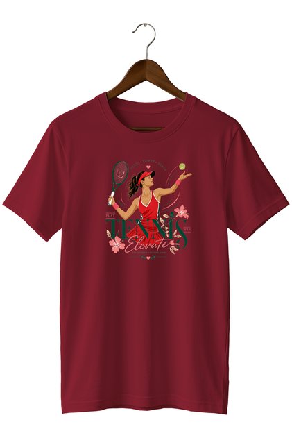 Tennis Racket Printed T-Shirt Floral Sports T-Shirt