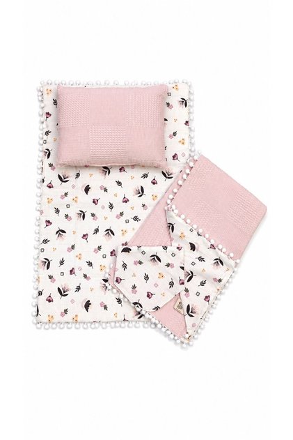 4 Piece Pique Muslin Baby Swaddle Set Double Sided – Blanket, Pillow, Scarf, Bib and Swaddle Cover