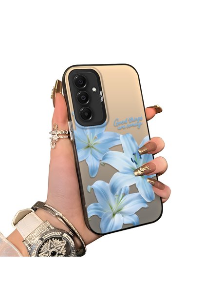 Samsung Galaxy A16 Compatible Silicone Edge Hard Back Case Couple Phone Case with Floral Pattern