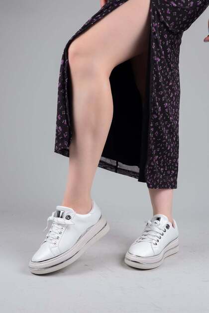 Nouna Lace-Up Flat Sneakers White