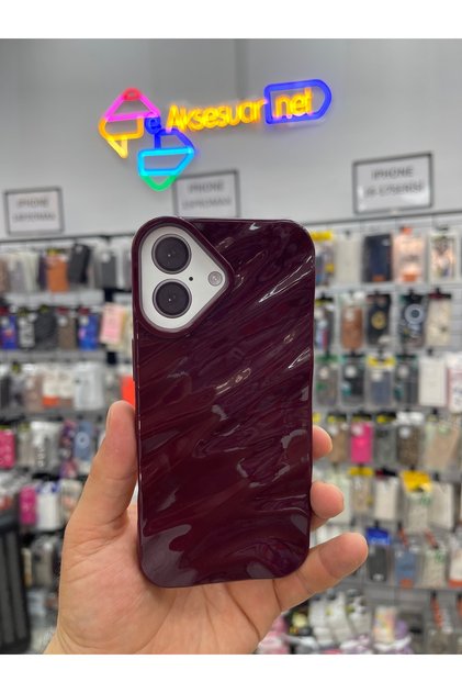 iPhone 17 Compatible Wavy Burgundy Silicone Case