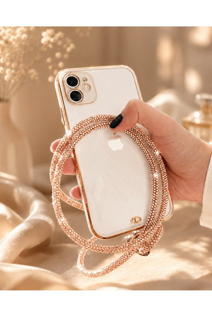 Gold Stone Phone Neck Strap – Stylish Neck Strap with Crystal Stones