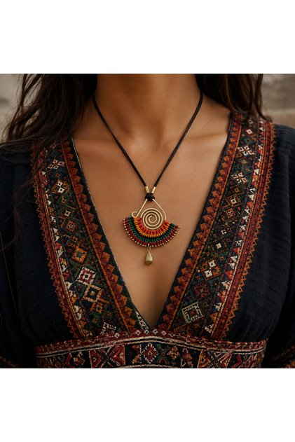 Aurekha Bohemian Spiral Woven Handmade Rope Necklace