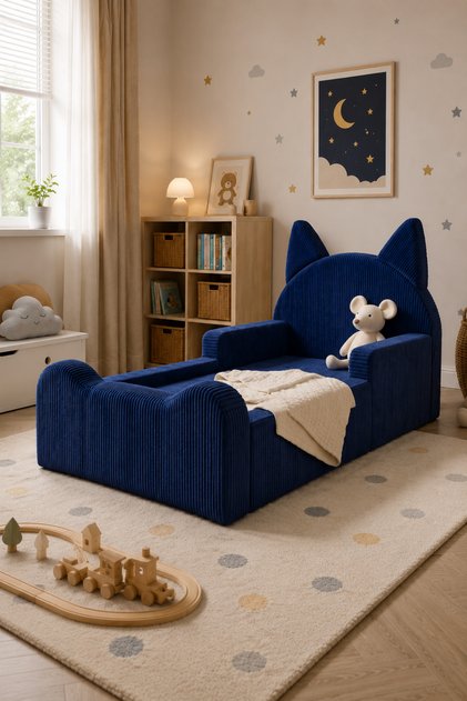 Büyük Boy Sünger Çocuk Yatağı Çocuk Oyun Alanı Parkı Cilt Dostu Kumaş Kedi Kulaklı