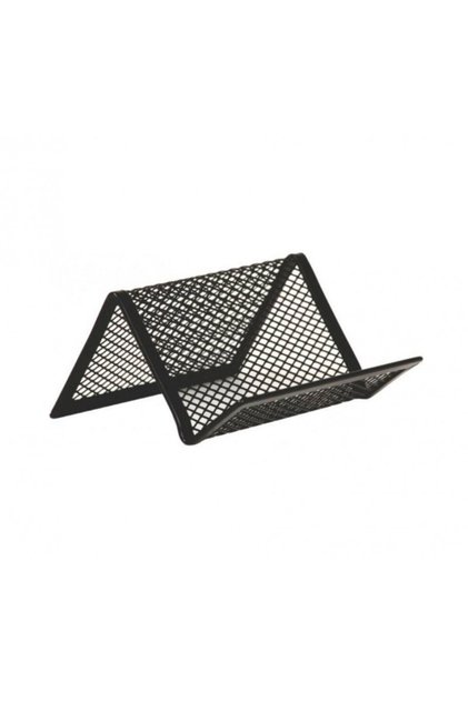 Suport pentru carti de vizita Office Cover, plasa metalica, 5.6x6.6x11.4cm, metalic, negru
