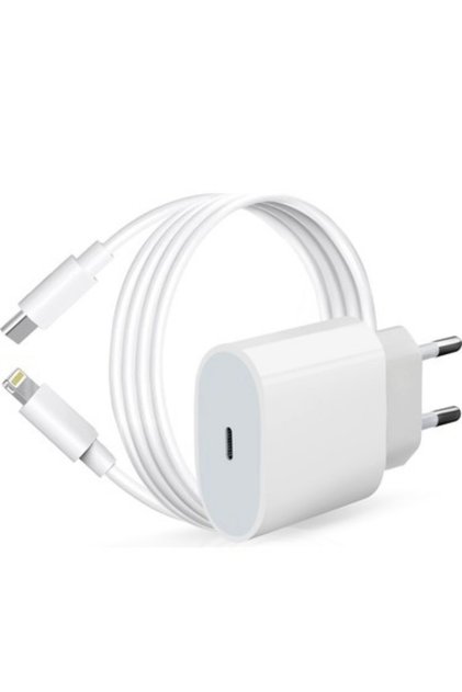 İphone uyumlu sarj adaptörü ve kablosu.