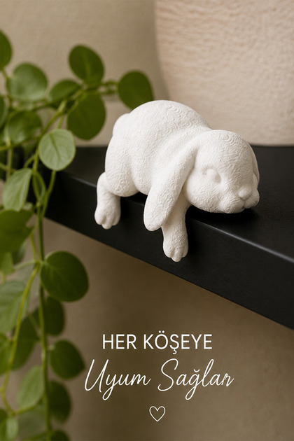 Floppy Bunny Dekoratif Tavşan Biblo | Uyuyan Tavşan Heykeli | Modern Hayvan Figürlü Dekoratif Obje | Masa Üstü Ev Dekorasyonu | Raf Biblosu