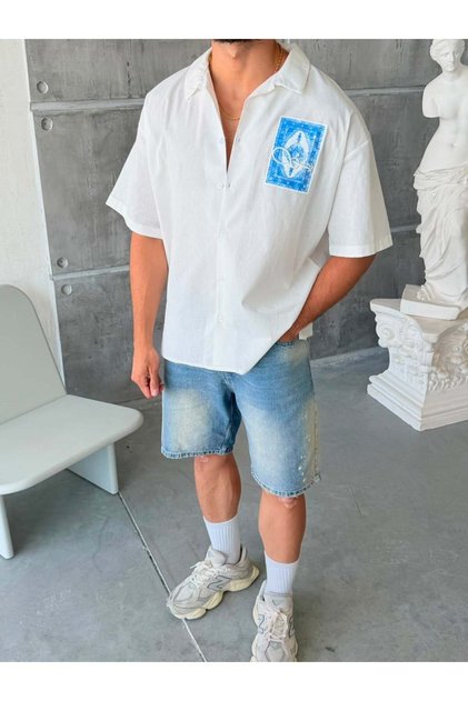 Infinity Blue Oversize Shirt - t - White