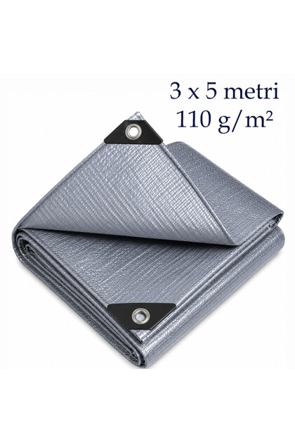 Prelată ranforsată 3x5 m, impermeabilă, pentru curte și grădină, rezistentă la îngheț, 110 g/m²